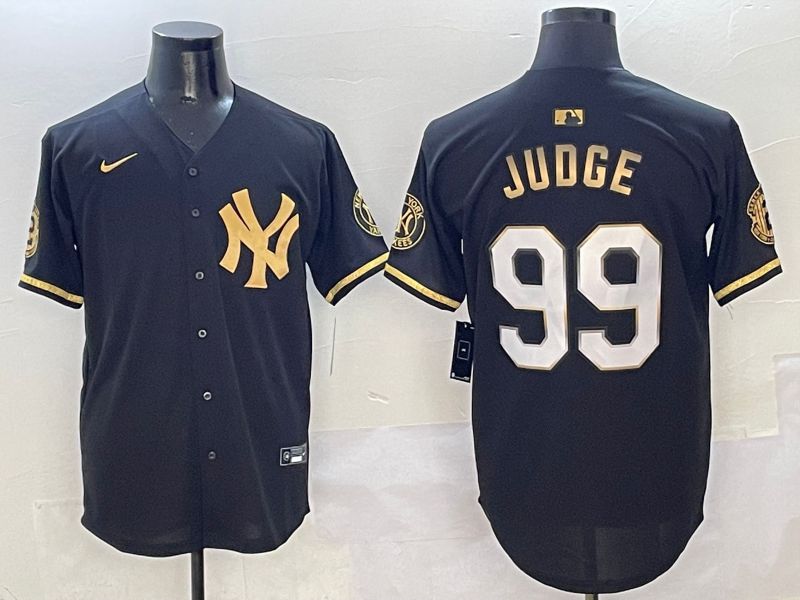 Men New York Yankees #99 Judge Black Gold Five generations Nike 2025 MLB Jersey style 1->new york yankees->MLB Jersey